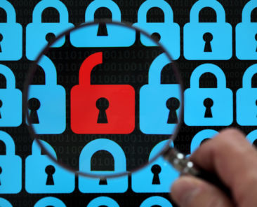 Internet security concept open red padlock virus or threat of hacking