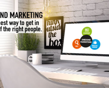 commercial concept: Computer generated with Inbound marketing scheme on the screen on stilish workplace. All graphics are made up.